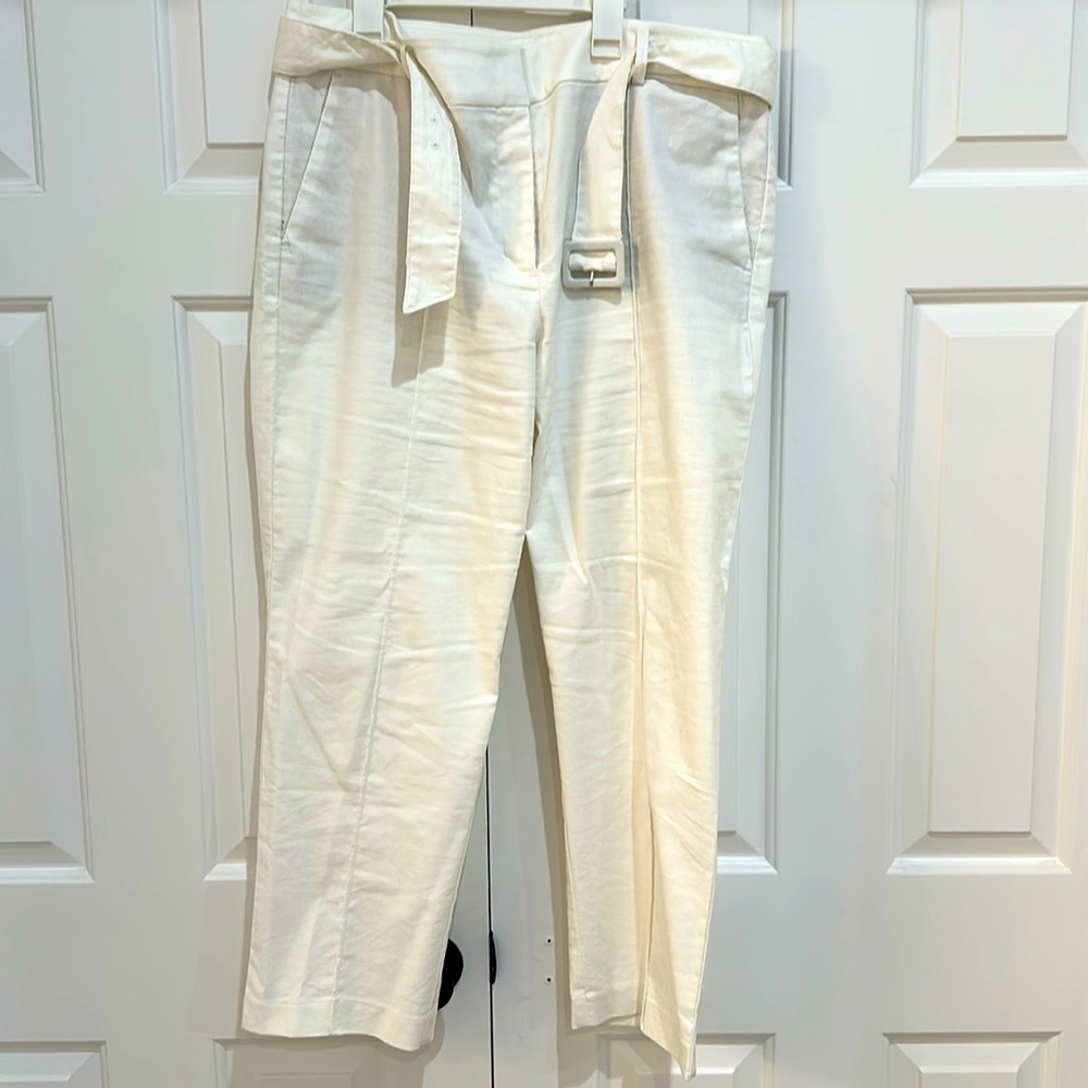 Ann Taylor LOFT white linen ankle pants size 16